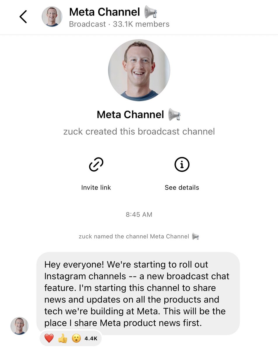 Instagram Feature Rollout: Broadcast Channels! Did you join the Zuck “Meta Channel” today? How will you use this feature when it rolls out to you? #metachannel #broadcastchannels
