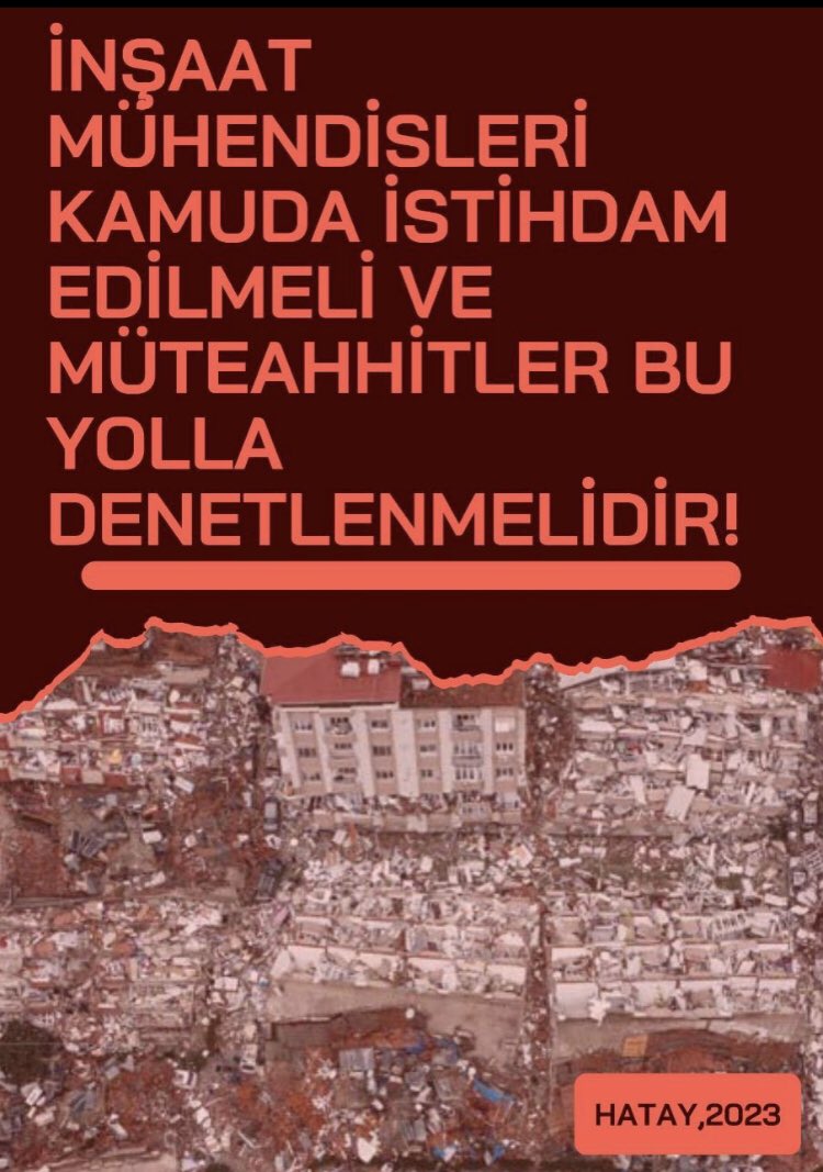 <a href="/murat_kurum/">Murat KURUM</a> İnşaat mühendisleri kamuda istihdam edilsin, müteahhitler bu yolla denetlensin!!
<a href="/csbgovtr/">T.C. Çevre, Şehircilik ve İklim Dğş. Bakanlığı</a> <a href="/murat_kurum/">Murat KURUM</a>