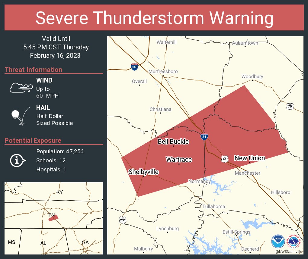 NWS Nashville on Twitter "Severe Thunderstorm Warning including