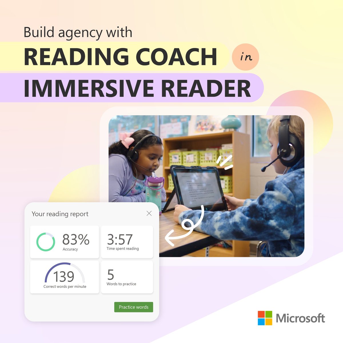 Reading Coach in Immersive Reader is part of Microsoft’s Learning Accelerators. 🚀

Discover how this uses differentiated tools and personalized feedback to support all learners 💯 

Learn more: msft.it/60105pLoq

#edtech #MIEExpert #MicrosoftEDU