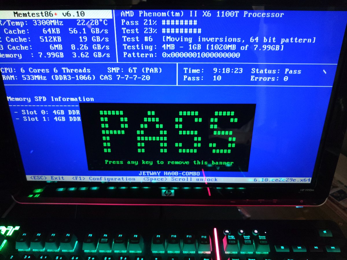 alliono's tweet photo. おは寝てる間に #Memtest 10周完了
かつてマビノギ廃人したPCだ、老いてますます健在、と言ったところかジョセフ https://t.co/eoE2M7Ea5l