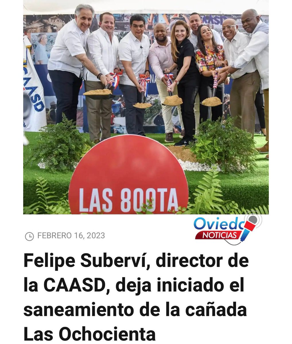 RicardoOviedoL's tweet photo. Felipe Suberví, director de la CAASD, deja iniciado el saneamiento de la cañada Las Ochocienta
👇👇👇
https://t.co/34SJhOAHgO
#Caasdrd @caasdrd @FellitoSubervi @Pachecoalfredoo @Farideraful #CañadaLasOchocienta #OviedoNoticias https://t.co/nwnLlfAJdE