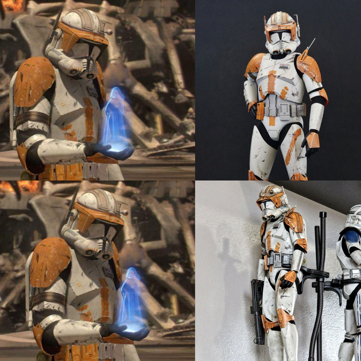 LakeModels's tweet photo. Quick reference to the cgi models with the mod.

Also, for does wondering if no harm is done to the figure, the duck tape can be removed anytime you want.

I have done this procedure on all my Hot Toys clones. https://t.co/ZBfxR7LUEQ