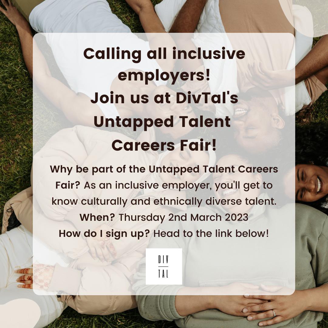 Calling all inclusive employers! 🎊

We’re excited to be hosting our ‘UnTapped Talent’ Melbourne careers fair.

If you are an employer and would like to exhibit job opportunities and pathways, RSVP today! divtal.com/untapped-talen…