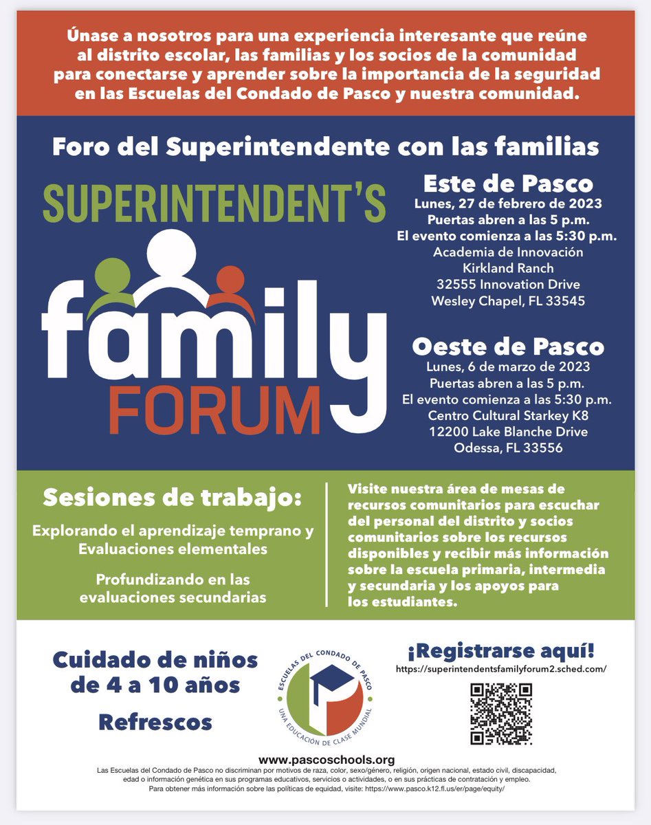 There is another Superintendent’s Family Forum on Monday, 2/27. See the flyer for more details. Hope you can make it!
