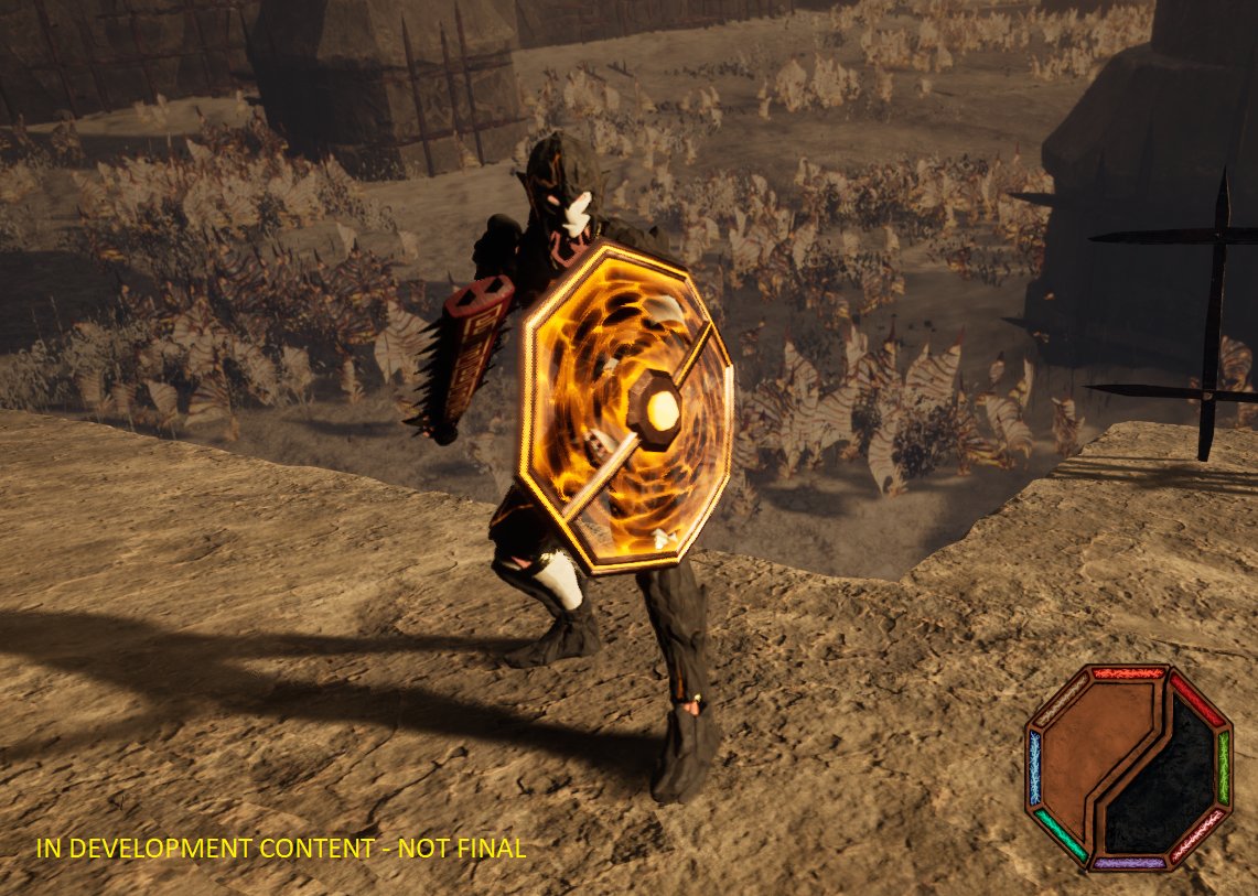 DevBits: A Pyrokin character in mid-game Magma armor with a unique Macuahuitl weapon and an Aegis shield that is aligned to Fire energy as seen close up from the character select screen in our indie ActionRPG (#NBCARPG)

[ #GameDev | #IndieDev | #IndieGameDev ]