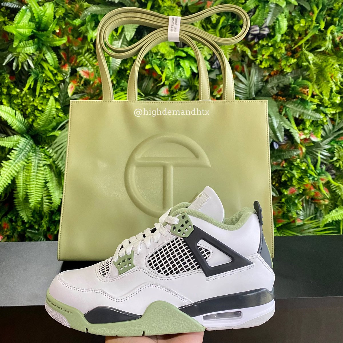 highdemandhtx's tweet photo. Medium Drab Telfars and Seafoam Jordan 4s in stock now 💚

Pick up and shipping available! https://t.co/imBjyy8ESH