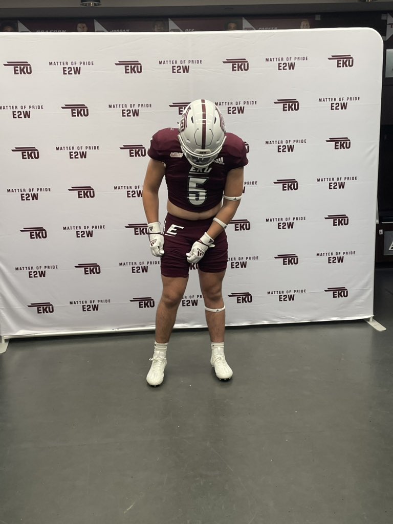 JacobHoll5's tweet photo. Had a great time @EKUFootball today for Junior Day!! @harvey_taylor09 @ashby_brandon @CoachDerekDay @FB_Recruting_WV https://t.co/CyCuTSYrSk