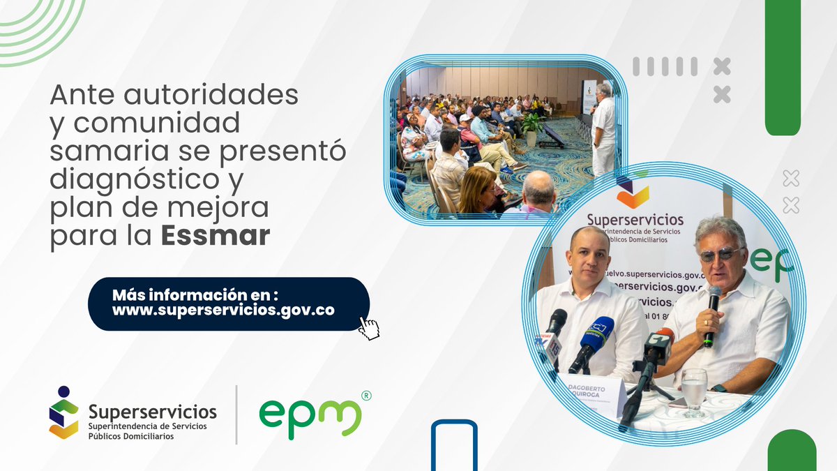 Superservicios's tweet photo. El plan de mejora contempla 276 acciones para la recuperación de @essmar_esp. @Superservicios realizará seguimiento y continuará ejerciendo sus funciones de inspección, vigilancia y control sobre la prestación de los servicios a cargo de #ESSMAR.

🗞️➡️https://t.co/a2TvurQC31 https://t.co/8XZdcStEsC
