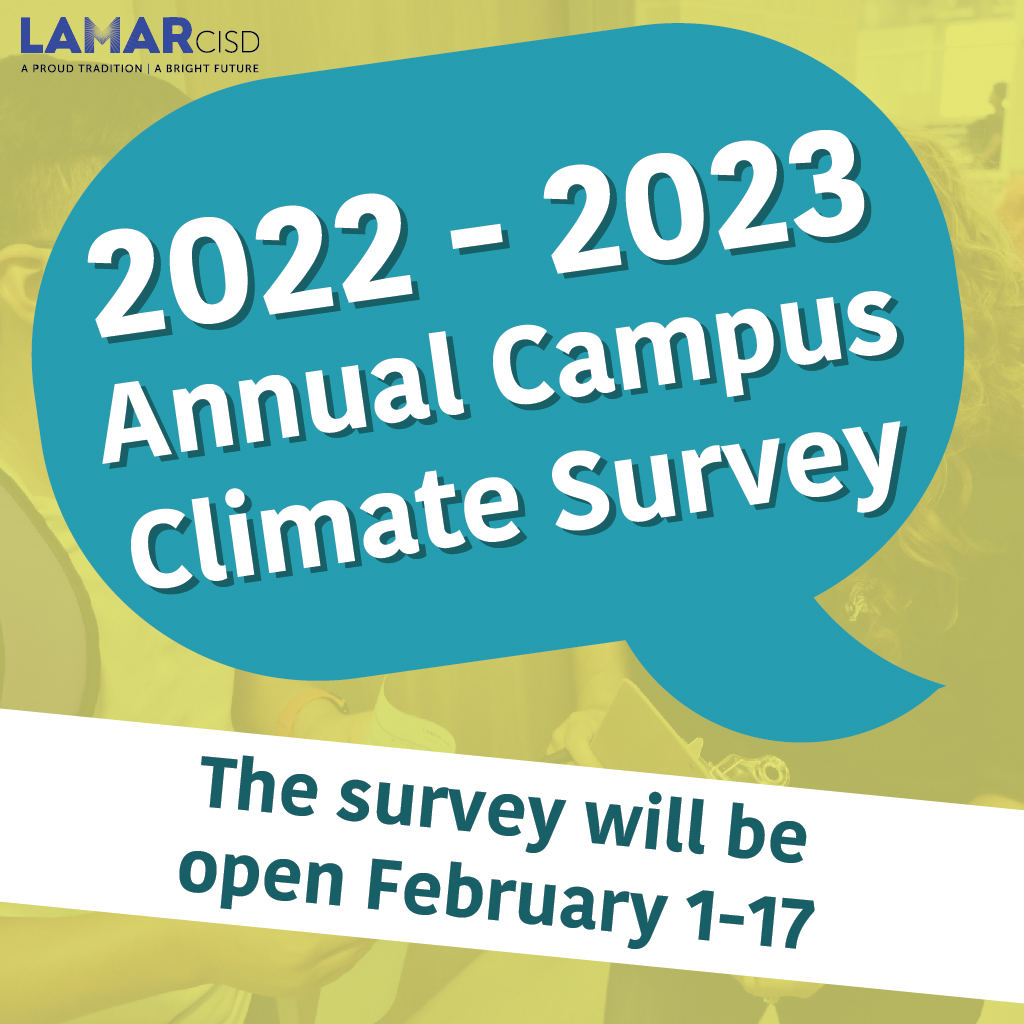 Parents! Tomorrow is the last day to give feedback about your campus including academic prep, student support, family engagement, school operations, and accessibility of leaders.

The survey will take 10-15 min to complete and 1 response per student.

🔗 bit.ly/ClimateSurvey2…