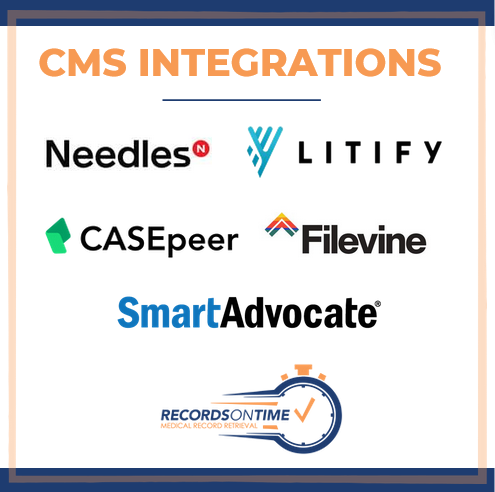 Don’t see your system here? We’ll integrate with your CMS at no cost to you.
.
.
.
#records #medicalrecords #recordretrieval #lawyers #lawfirm #casemanagement #systems #recordsdelivered #medical #medicalmanagement #integrated