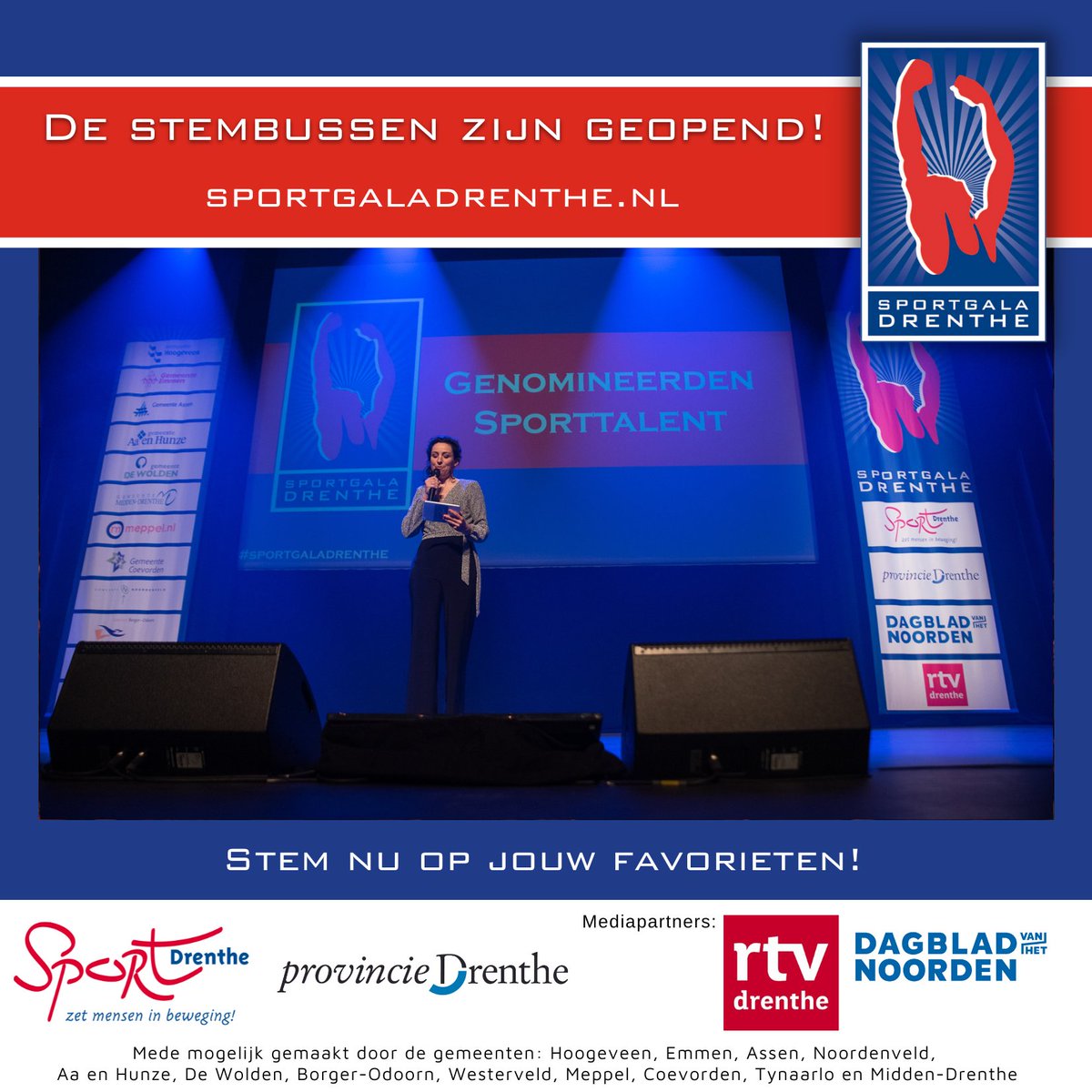 📭 | De stembussen zijn geopend!

Bekijk alle genomineerde sporters op sportgaladrenthe.nl/genomineerden

Stemmen kan t/m zondag 19 februari. Let op: Je moet vanuit elke categorie één favoriet kiezen.

#sportgaladrenthe
