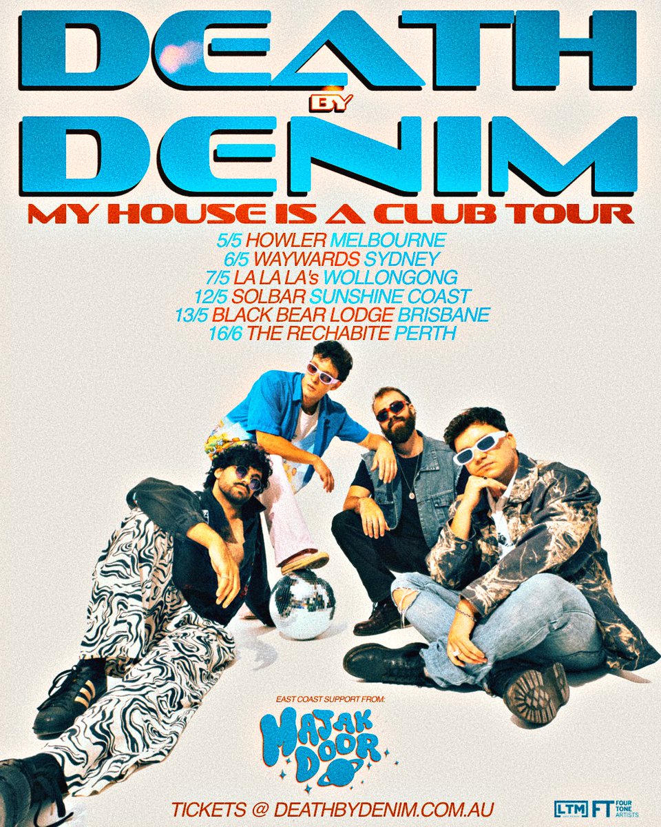 EP TOUR ✈️ We are taking our new EP which is out March 24 on tour nationally with Majak Door and would love to see ya there 😍 Tickets are live now - deathbydenim.com.au/live