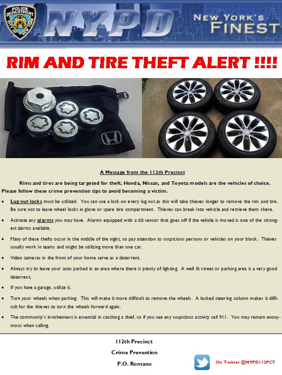 NYPD 112th Precinct on Twitter "Please be aware, we have seen an