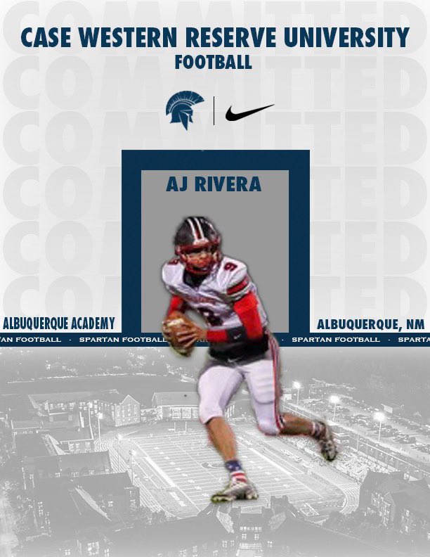 Andres (AJ) Rivera (@andresajrivera1) on Twitter photo Beyond excited and grateful to announce my commitment to Case Western Reserve University!! <a href="/DebeljakGreg/">Greg Debeljak</a> <a href="/CoachSlesh/">Dereck Slesh</a> <a href="/jefframsey8/">Jeff Ramsey</a> <a href="/CWRUFootball/">CWRU Football</a> #AGTG #RollSpartans Beyond excited and grateful to announce my commitment to Case Western Reserve University!! <a href="/DebeljakGreg/">Greg Debeljak</a> <a href="/CoachSlesh/">Dereck Slesh</a> <a href="/jefframsey8/">Jeff Ramsey</a> <a href="/CWRUFootball/">CWRU Football</a> #AGTG #RollSpartans