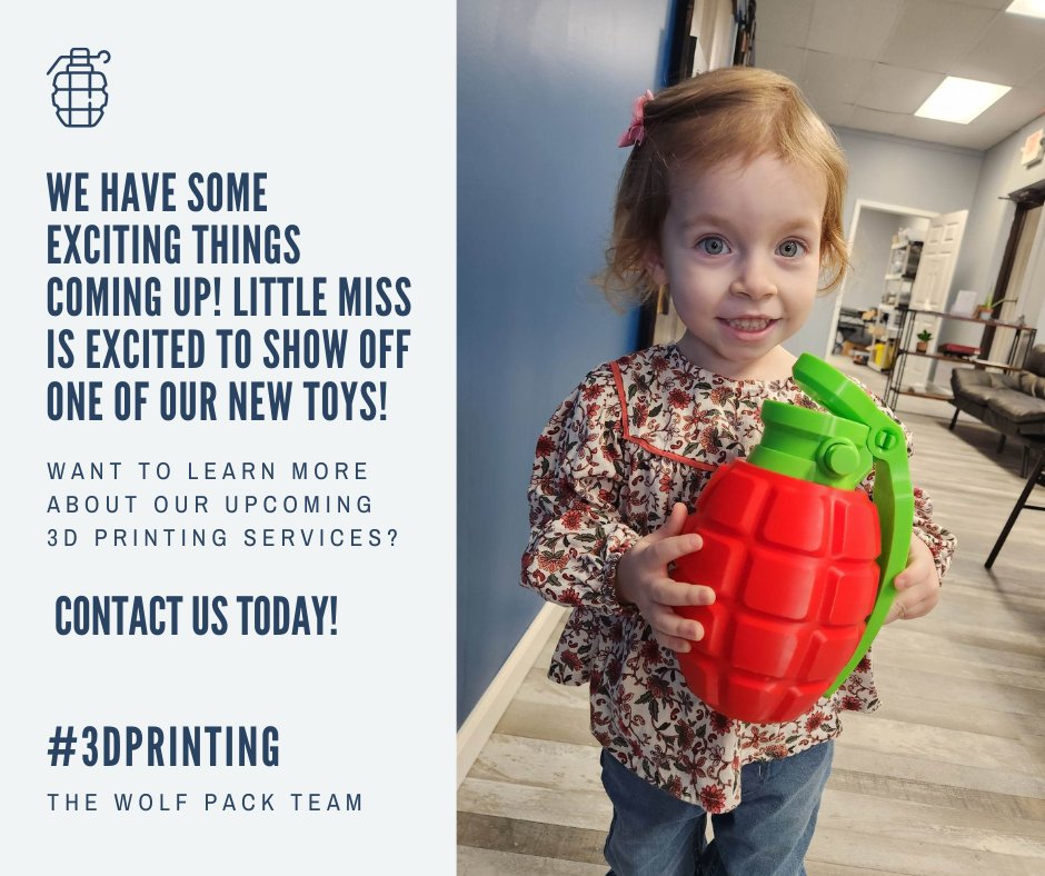 WolfPackTechno's tweet image. Want to learn more about our upcoming 3D Printing services? 

#wolfpacktechnology #techhub #techteam #3dprinting #newthingscoming #allthingstech