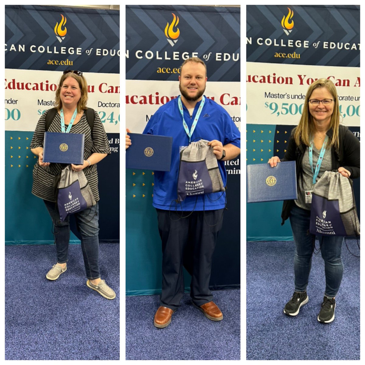 Thank you, Lora, Tammy and Eastin for stopping by to chat today at #OETC23! All three obtained their M.Ed. in Educational Leadership through @ACEedu! They also advised they referred others because of the great experience they had! #ACEAlumni #OETC23