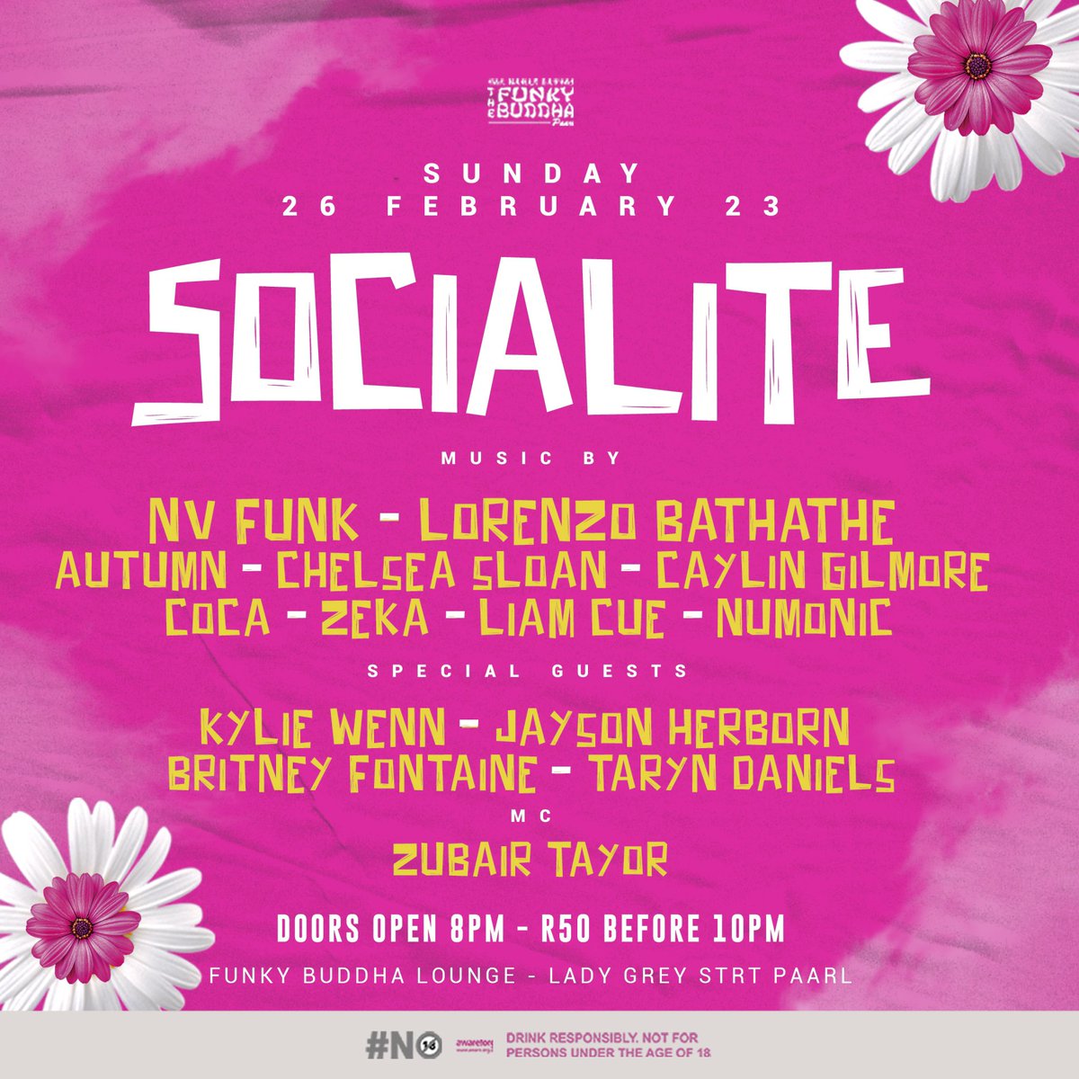 Socialite - Sunday 26th February 23 - #funkybuddhaloungepaarl 

Music by - @NV_Funk x Lorenzo Bathathe x <a href="/autumnsimp_/">autumn simpson</a> x Caylin Gilmore x Coca x Chels Sloen x Zeka x <a href="/Liam_Cue/">Liam Cue</a> x <a href="/SaNumonic/">Cody Kemsley</a> 

#funkybuddhaloungepaarl Lady Grey Strt, Paarl
