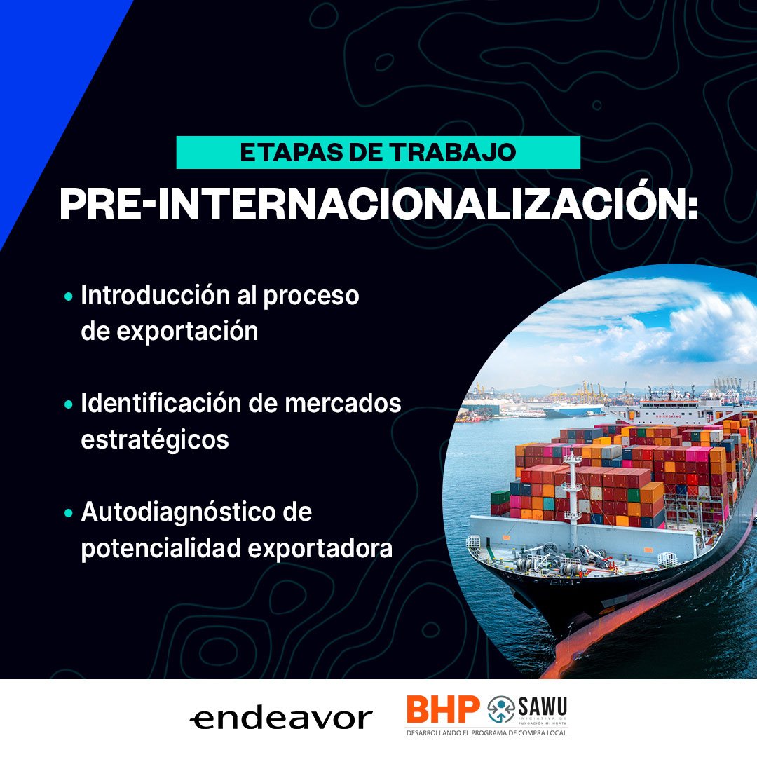 sawu_cl's tweet photo. Si eres proveedor SAWU y quieres llevar tu empresa al exterior, ¡inscríbete en SAWU Bridge, nuestro programa de capacitación desarrollado en alianza con @endeavorchile.
Recibirás todas las herramientas necesarias para posicionar a tu Pyme. Inscríbete en https://t.co/TH675Ow6hs https://t.co/NQQCucPn1D