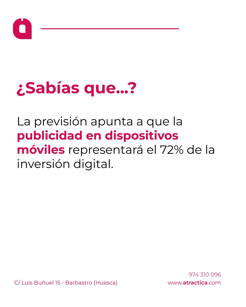 atractica's tweet photo. ¿#SabíasQue... los dispositivos móviles albergan gran parte de la inversión publicitaria?

Según diversos estudios, la inversión publicitaria en los dispositivos móviles será e 72% de la inversión dentro del entorno digital.

#Marketing #MarketingOnline #PublicidadOnline https://t.co/tvoLkZ1gn1