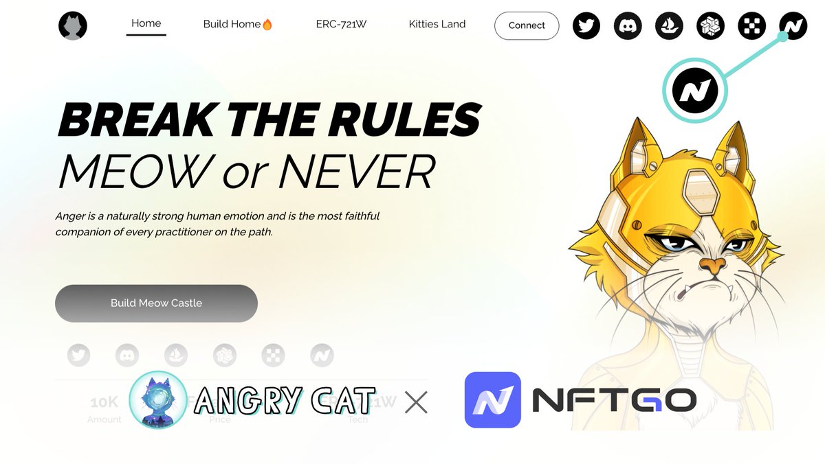 Angry Cat X NFTGo We are thrilled to announce our partnership with @nftgoio as our official data partners. Our Official Website has embedded AngryCat data analysis page by @nftgoio. All cats can view rich and advanced data analysis integration in one click in our Meow Castle!