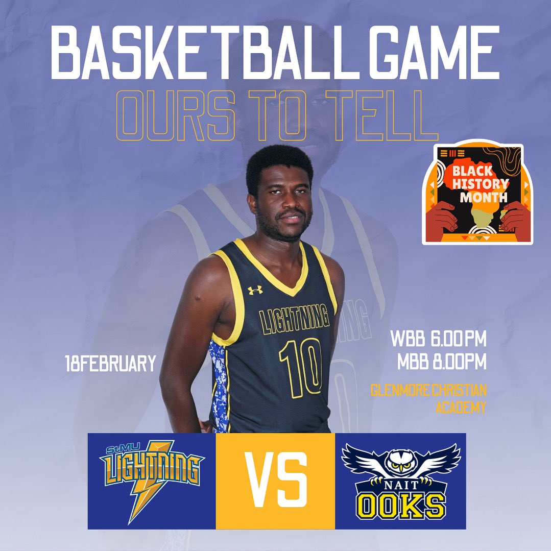 The Lightning are joining the ACAC, in support of Black History Month to celebrate the Black Experience at Saturday’s ACAC Basketball Game.

Women play at 6pm and men play at 8pm. We hope to see you there on Saturday the 18th!