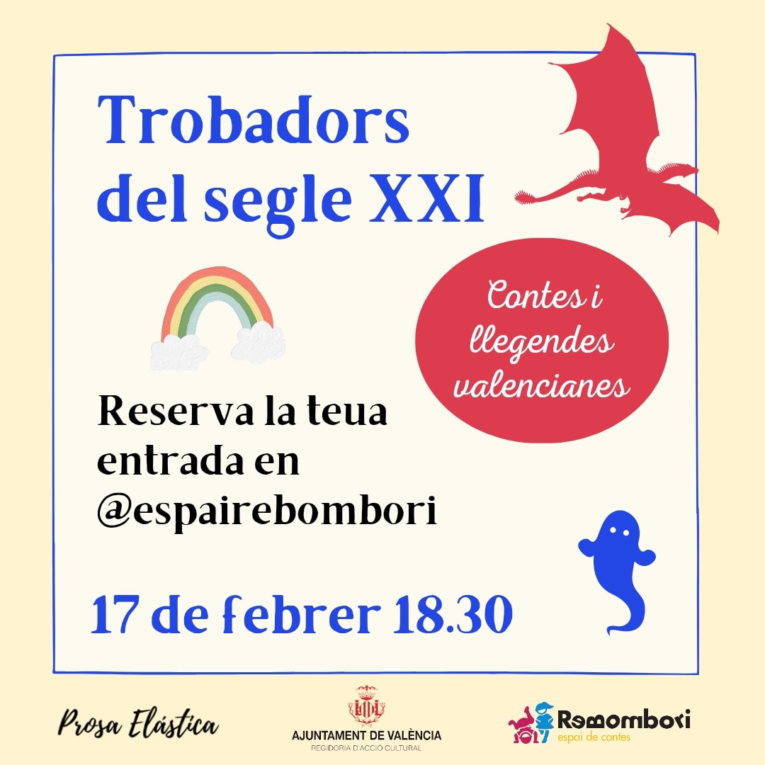 ProsaElasticaAC's tweet image. 📣 Demà divendres, 17 de febrer, a les 18:30h, a @EspaiRebombori «Trobadors del segle XIX». 

👨‍👩‍👦‍👦 Adreçat a un públic infantil i familiar. 
🎫 Entrada lliure

#trovadorssXXI #ProsaElastica #Espairebombori #contacontes #llegendes 

espairebombori.com/espectaculo/1/…