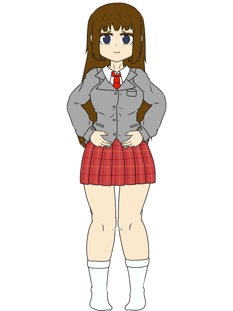 1girl solo brown hair skirt school uniform necktie socks  illustration images