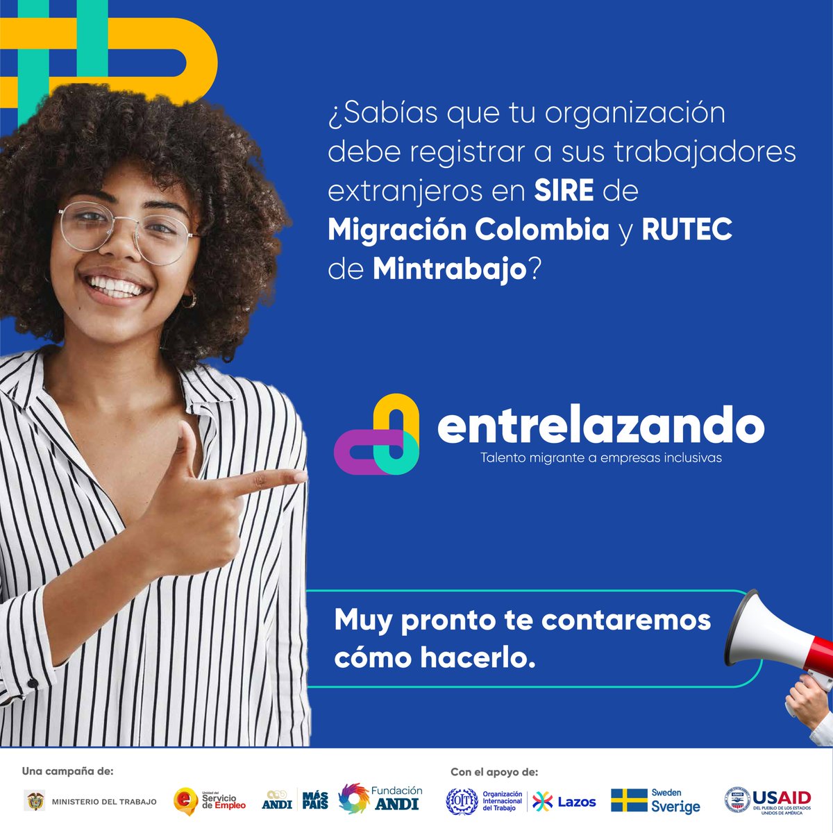 ANDI_Colombia's tweet photo. 🟡¡Muy pronto! Una campaña que le apuesta a la vinculación de #TalentoMigrante 💪 en empresas colombianas 🇨🇴

#EntrelazandoTalentoMigrante que respalda el progreso del país 🌎📈.

#RSEANDI @FundacionANDI https://t.co/BJaIpcLi0N