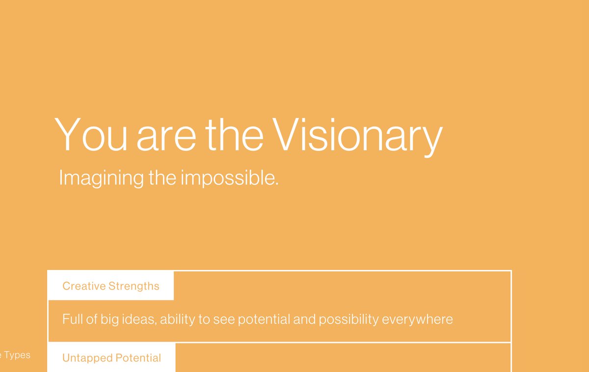 This week I took the Adobe #mycreativetype test. 

I am a visionary which means I 'imagine the impossible.' I encourage everyone to give it a try!  #MARK1051 #KnowYourSocial