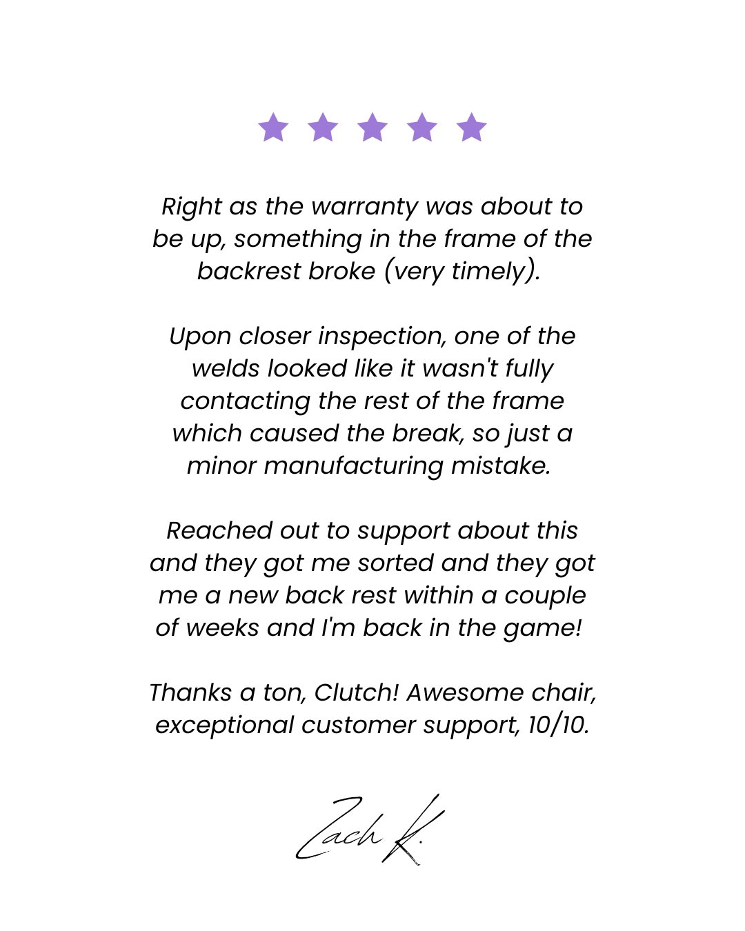 Clutch chairz warranty sale