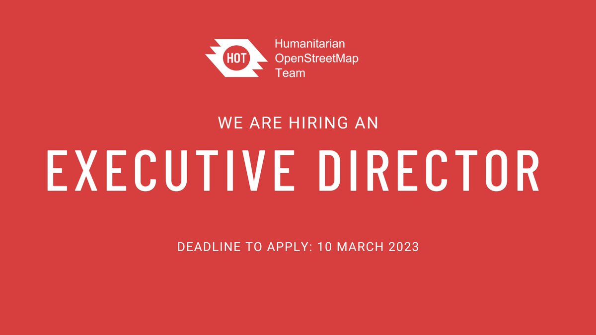 Mission Talent is leading the recruitment of HOT's new Executive Director. The ideal candidate will steer the organization through a period of substantial growth and increasing impact worldwide. Help shape the future of humanitarian open mapping: mis.tl/HOT-ED