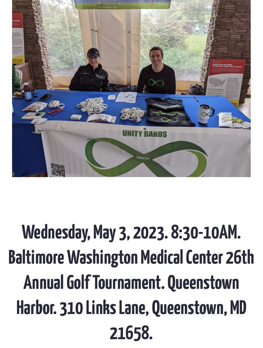 UnityBandsOrg's tweet image. Come see us at the BWMC Golf Outing. We will have a table there! ⛳️ 
Additional details here: unitybands.org/calendar
#COVID19 #Unity #PublicHealth #baltimorecontent