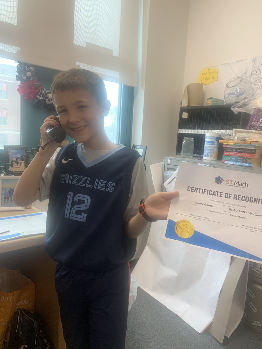 So proud of this guy for making his progress goal in ST Math! Calling home to celebrate!!!