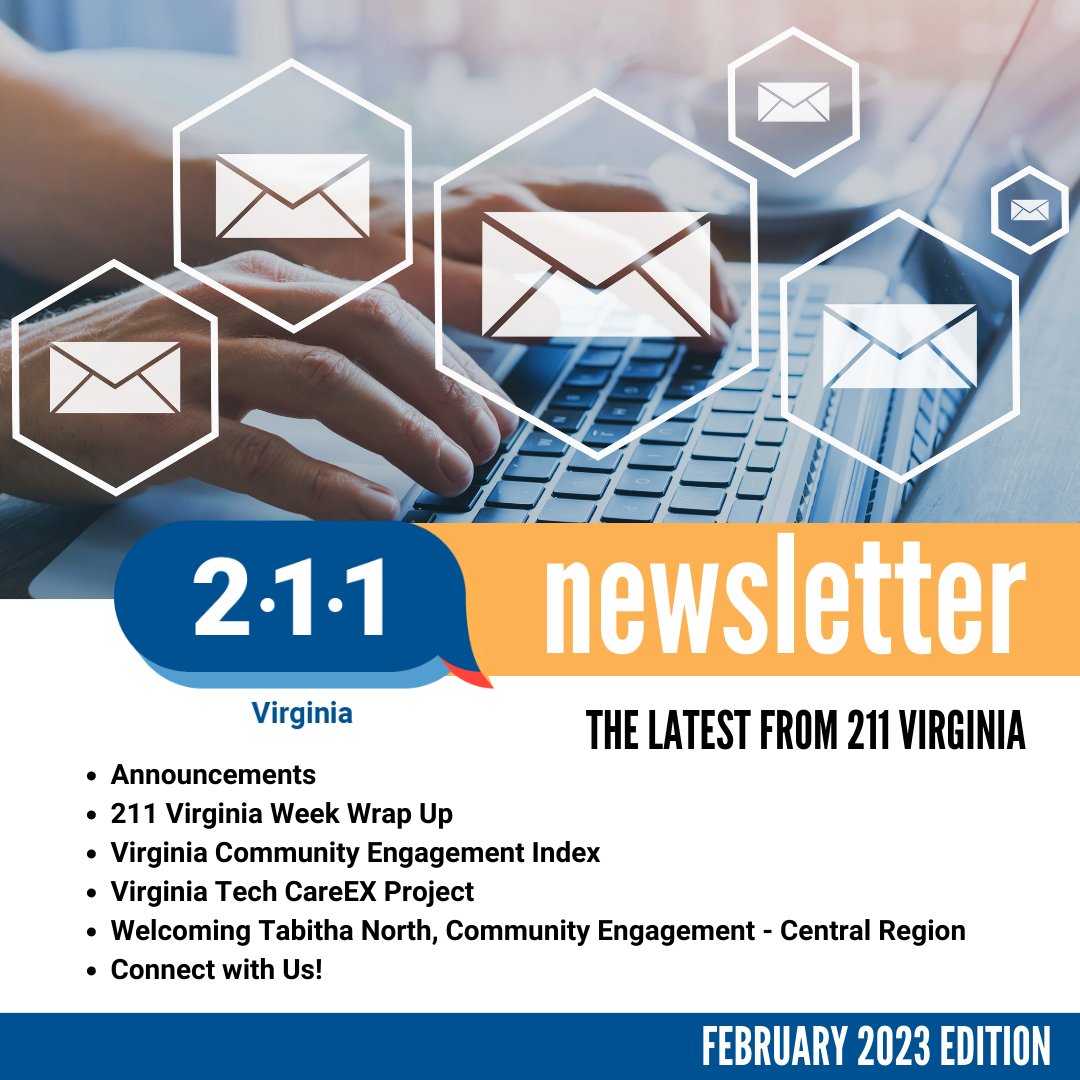 Check out the latest from #211Virginia! 
Don't miss information for Virginians. 
conta.cc/3RYgiJi