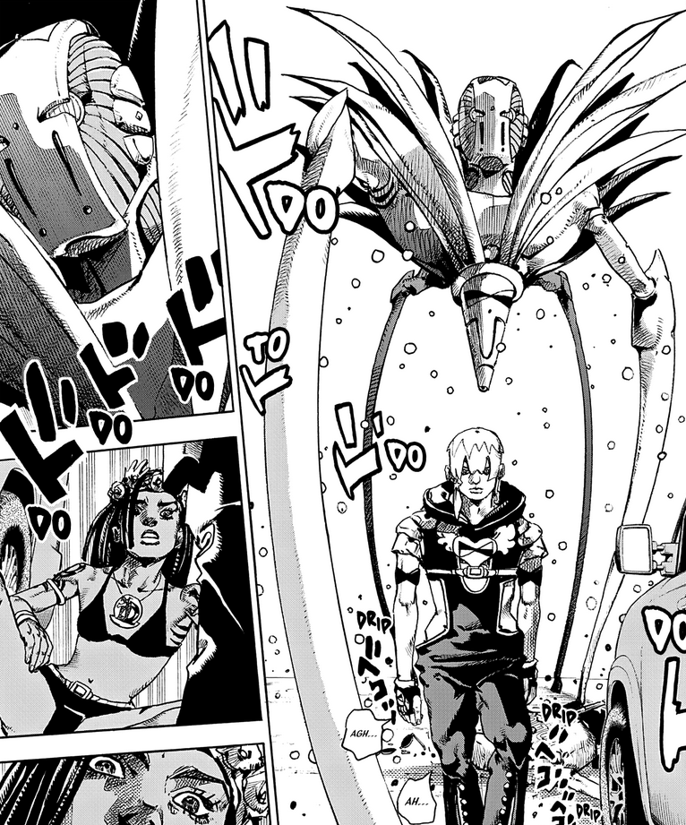 chrisuus_'s tweet photo. #jojolands1 #jojolands spoilers

God, i really love the energy of JoJolands so far. And November Rain has such an amazing design! The way he walks on stilts can look really menacing https://t.co/2f7UTWkrU2