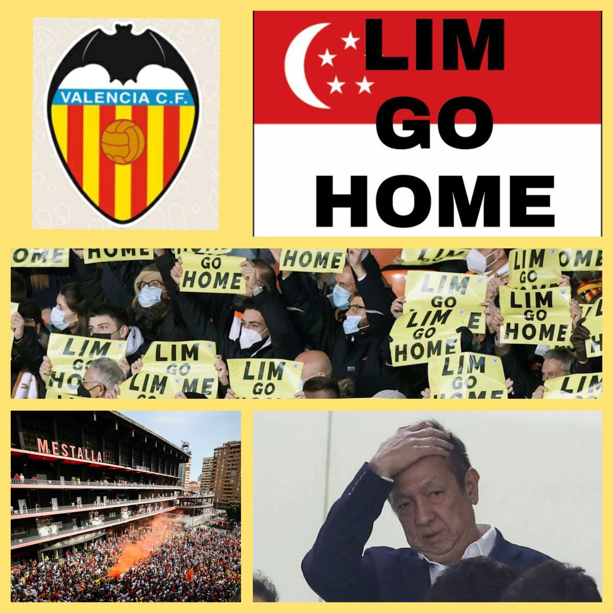 @Ng_Eng_Hen @thesingaporeDIS @govsingapore Dear sir, the unfortunate management of PETER LIM at @valenciacf is having a very negative impact on the international reputation of Singapore. We are in time to recover, you your prestige and we our club. Let's help each other. Thank you.
#LimGoHome