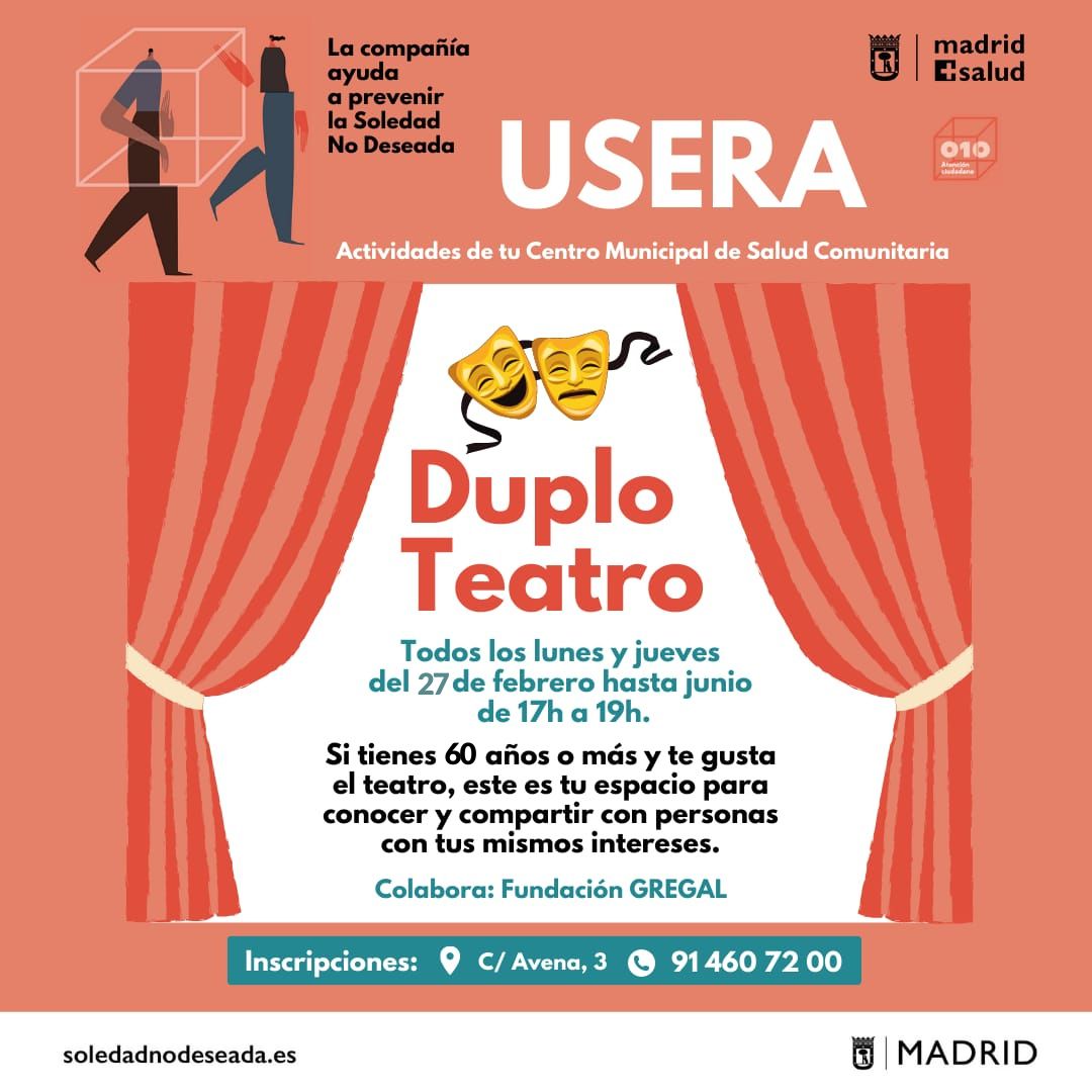 📌Te gusta la interpretación pero nunca has tenido ocasión de aprender?
Pues esta es tu oportunidad. Sal de casa , relaciónate y disfruta de tu tiempo libre🙂
En el centro de salud comunitaria, distrito de #Usera