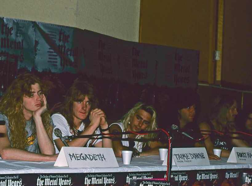 RikiRachtman's tweet photo. Look how excited &amp; riveted @DaveMustaine #DaveEllefson @fasttaime &amp; I look at the premiere of #MetalYears 1988 https://t.co/to6518daEt