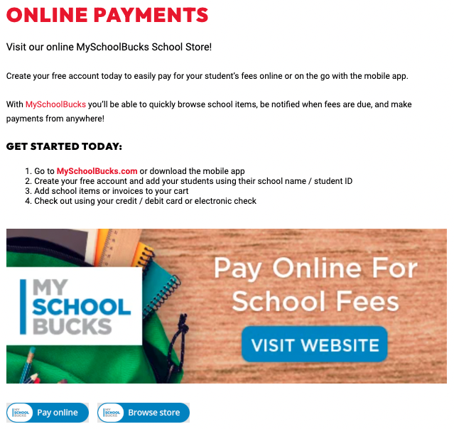 Pay your student's fees online with MySchoolBucks. School lunches, dues, lost computer equipment, etc. can all be paid easily. #togetherwearepinkerton #myschoolbucks #loanerchromebook