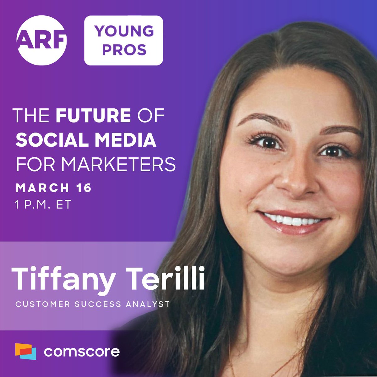 Are you a young professional working in digital media? 

Join this virtual event including Comscore's Tiffany Terilli with <a href="/the_ARF/">ARF</a> next month to unpack the future of social.

thearf.org/event/the-futu…

#mediameasurement #socialanalytics #digitalmediamarketing #comscore #arfyp