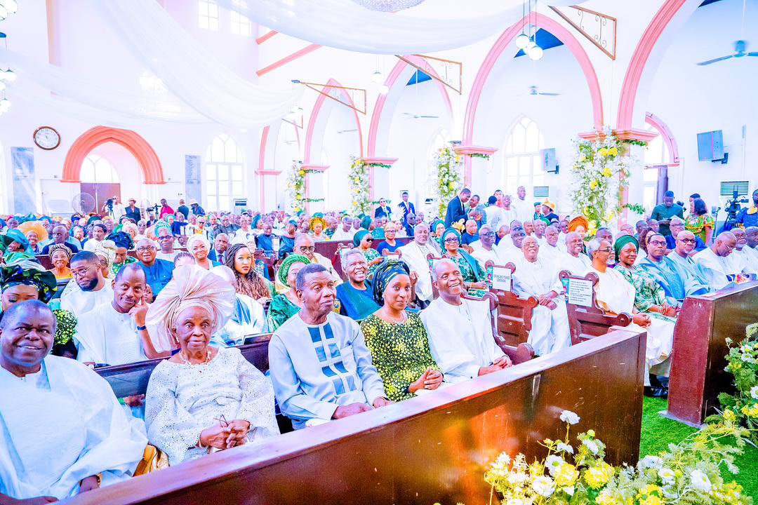 Earlier today, Vice President @ProfOsinbajo SAN attends the 90th Birthday thanksgiving church service of his Mum, Mrs. Olubisi Osinbajo at the St Jude Cathedral Church in Ebute Metta, Lagos.