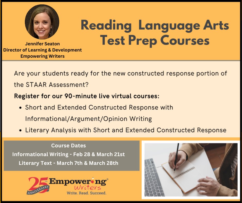 Back by popular demand! Texas Assessment Test Prep Courses. Register today! htttps://empoweringwrites.wildapricot.org/TX-Test-Prep/
 #texasteacher #texas #education
