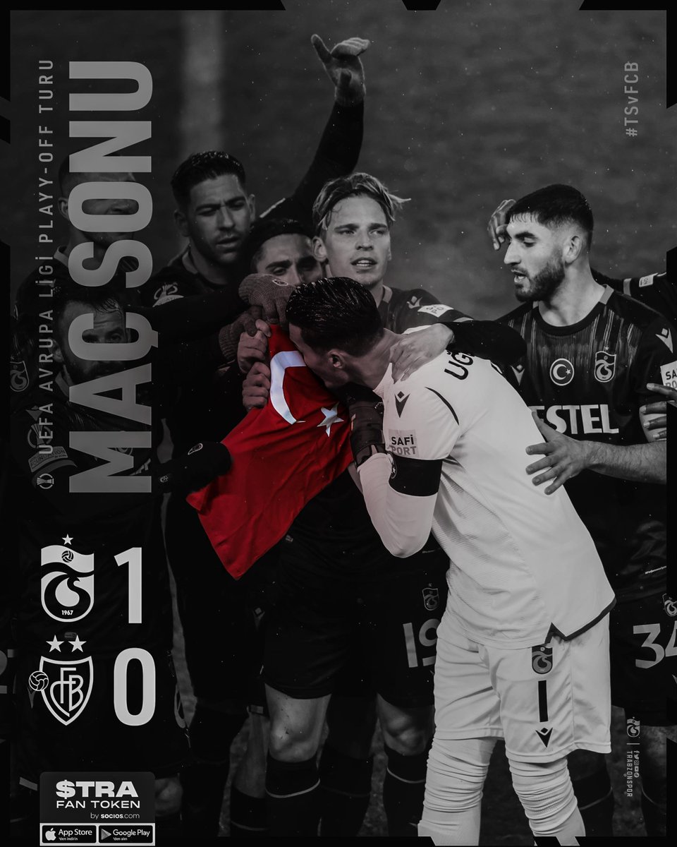 Trabzonspor's tweet image. ⏱ 90' Karşılaşma sona erdi. 

Trabzonspor 1-0 Basel

#TSvFCB | 🇹🇷 #HepimizinMaçı