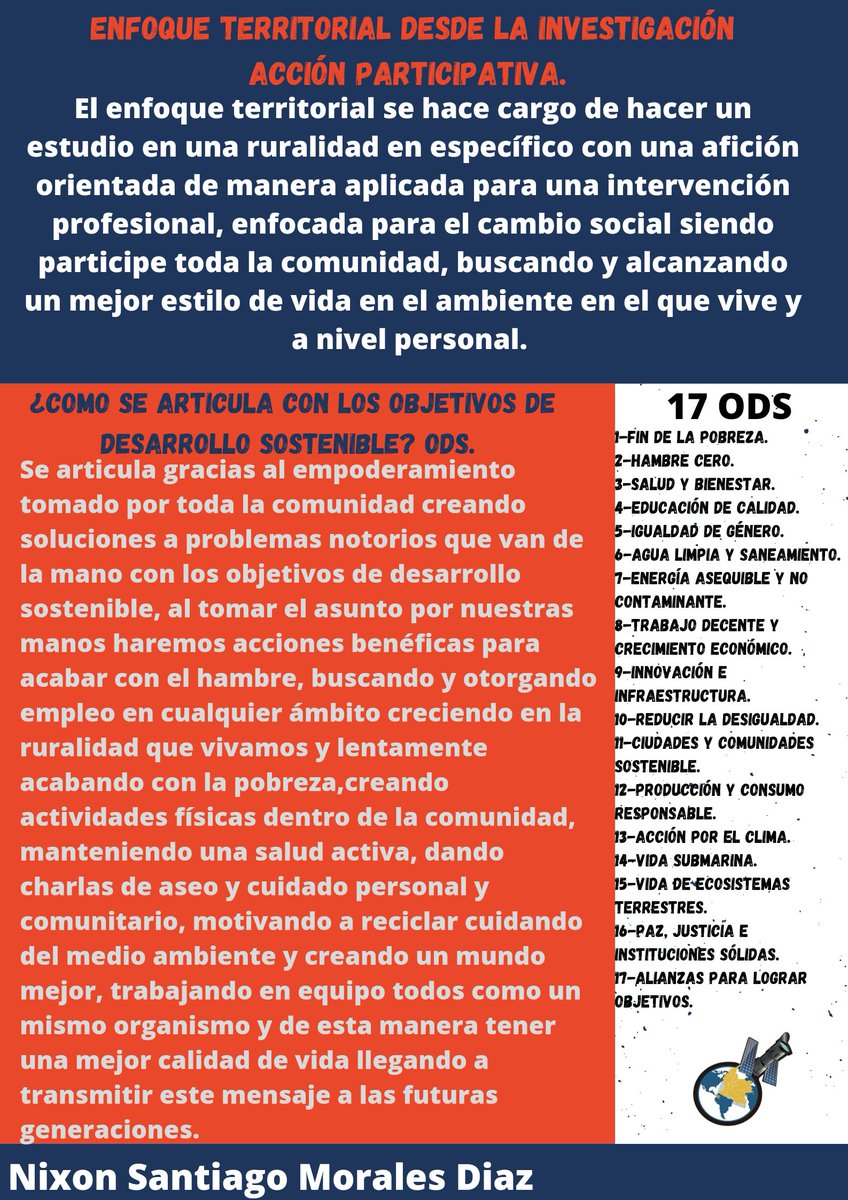 Santiag16936073's tweet photo. Infografia sobre el enfoque territorial de la Investigación Acción Participativa IAP y como se articula con los objetivos de desarrollo sostenible ODS. 
@ElOIRdelaRegion #unadinvestigaIAPODS https://t.co/4IJolJnXTe