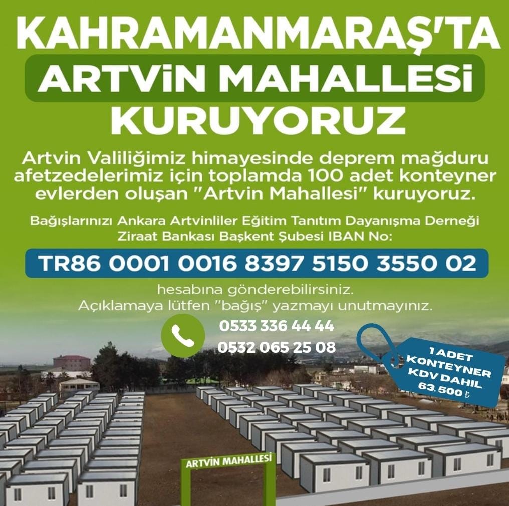 israfilkisla's tweet photo. Değerli hemşehrilerim Artvin mv Erkan Balta beyin gayretleriyle, Artvin valiliğimizlede koordineli olarak Maraş’ta Artvin mahallesi kurmaya karar verilmiştir. Her bir konteyner 63500₺ bedelle Ankara’da üretime başlanmıştır. Desteklerinizi bekliyoruz. https://t.co/q48c6zREUJ