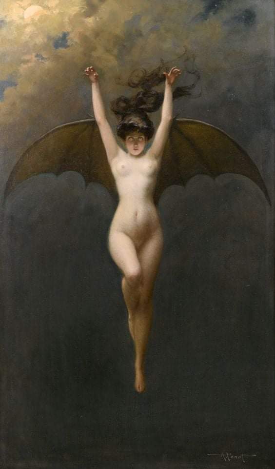 greenalishi's tweet photo. La Femme Chauve Souris (The Bat-Woman) by Albert Joseph Pénot c. 1890. https://t.co/3wnv7JdvqO