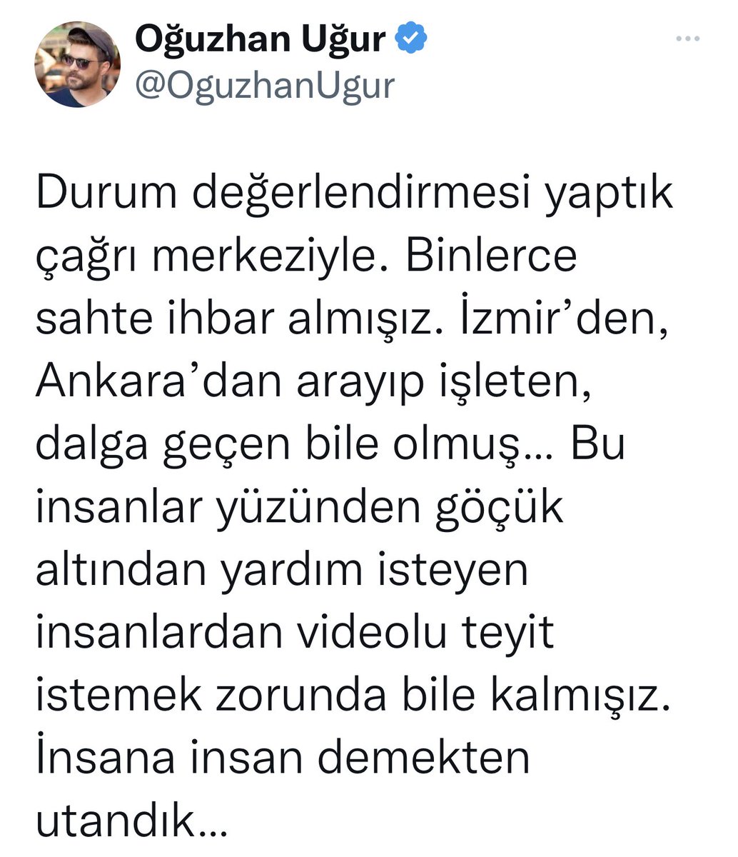 Şahsın açıklamasında dikkat çekilmesi gereken yer: “Binlerce sahte ihbar almışız.”

Soru:İnsanlar enkaz altında can çekişirken kim,neden sahte ihbar yapar?

Sonuç:O gün sosyal medyada toplumun sinir uçlarıyla oynanmak istendi. Twitter bu yüzden tedbir amaçlı yavaşlatıldı.
