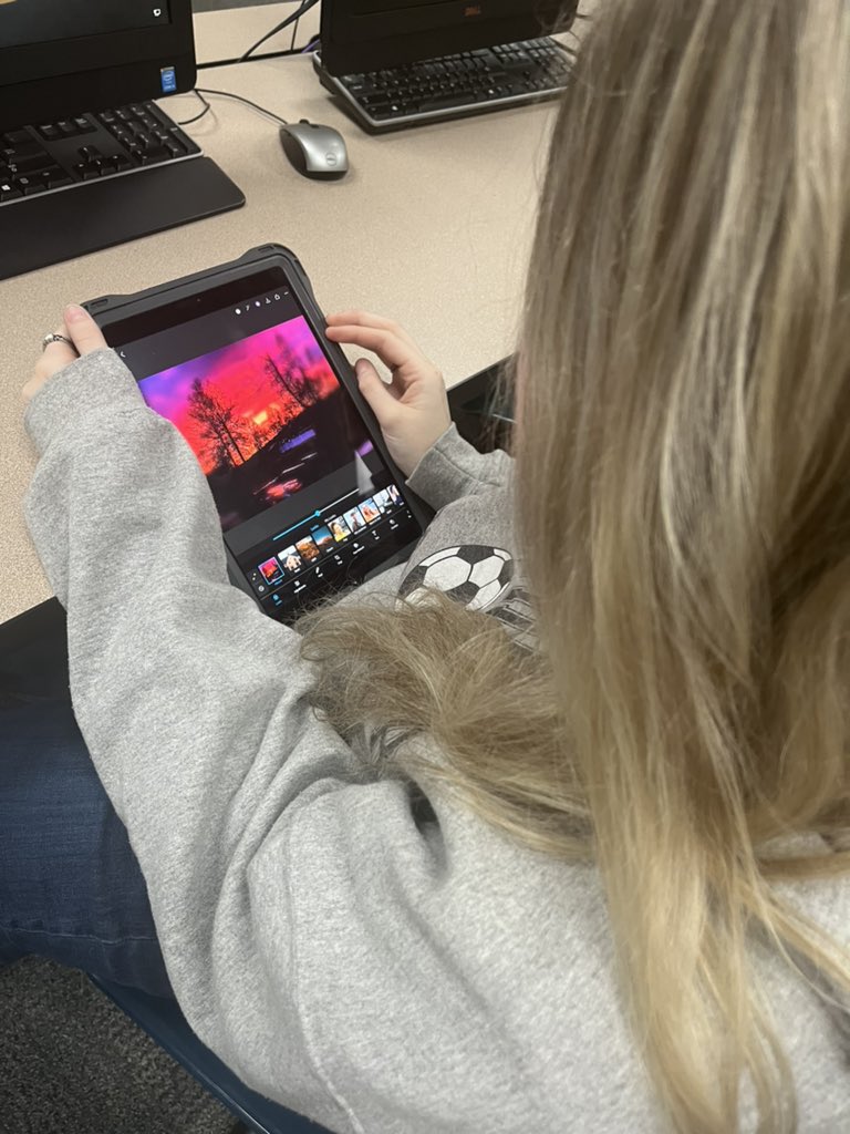 JulieHeffner's tweet image. Students first attempt at Photoshop Express #adobephotoshop.  Excited to see what else they will be creating.   #shsdigitallearning #4xAds #blackhawkpride