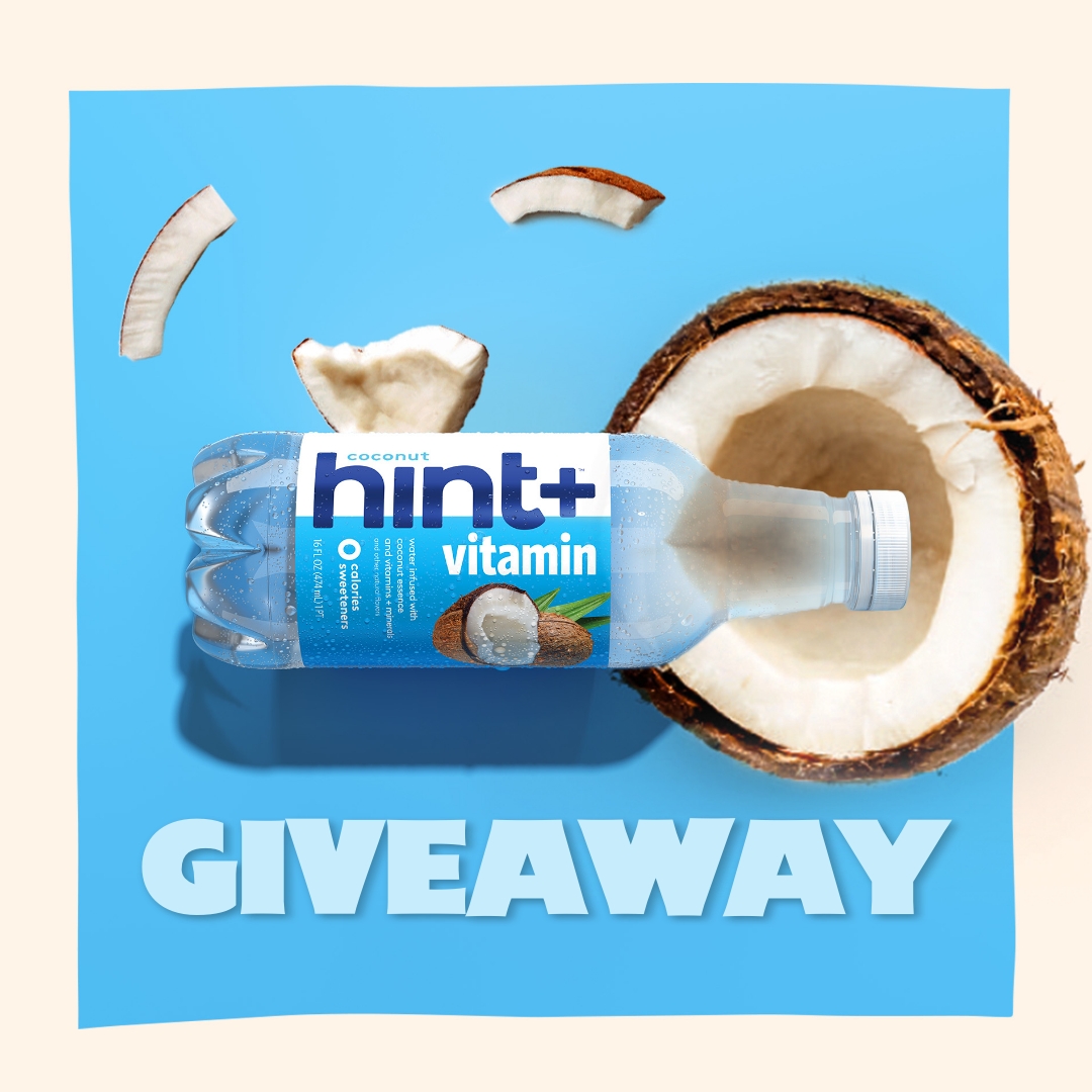 hint's tweet image. We're going nuts for our Coconut Hint+ Vitamin giveaway! 🥥💧🙌  

RT this for a chance to win a case of our newest Hint product boosted with vitamins + minerals.  #giveaway